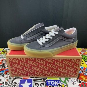Vans Gray Suede Old Skool Sneakers with Gum Sole